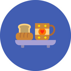 Breakfast Multicolor Circle Flat Icon
