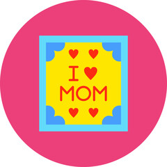 I Love Mom Multicolor Circle Flat Icon