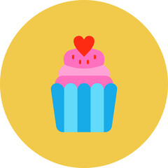 Cupcake Multicolor Circle Flat Icon