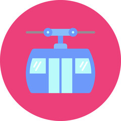Cable Car Multicolor Circle Flat Icon