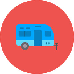 Caravan Multicolor Circle Flat Icon