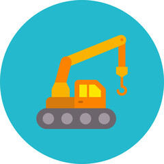 Crane Multicolor Circle Flat Icon