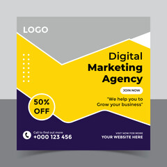 Digital marketing social media post banner template and corporate social media post template, Vector Design Square Banner Promotion
