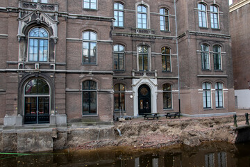 Damaged Canal Grimburgwal At Amsterdam The Netherlands 7-9-2020
