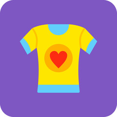 Tshirt Multicolor Round Corner Flat Icon