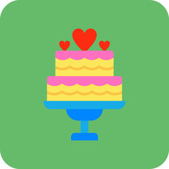 Cake Multicolor Round Corner Flat Icon