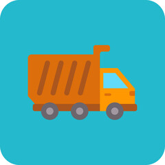 Dump Truck Multicolor Round Corner Flat Icon