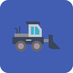Bulldozer Multicolor Round Corner Flat Icon