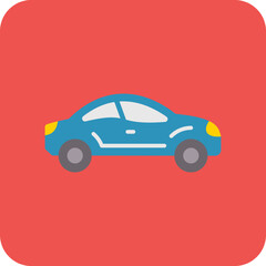 New Car Multicolor Round Corner Flat Icon