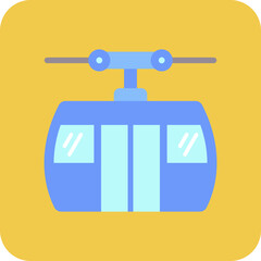 Cable Car Multicolor Round Corner Flat Icon
