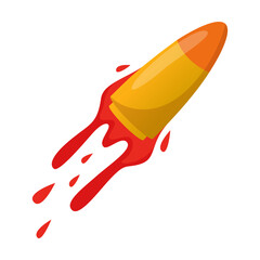 Comic bullet trace cartoon illustration. Blood trace on white background. Pop art illustration. Explosion, bang, weapon concept