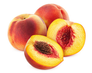 Peach isolated on white background, clipping path, full depth of field