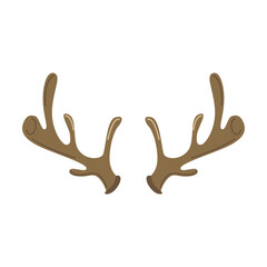 Horns and antlers vector illustration. Horns of young reindeer as trophies isolated on white background. Wildlife, hunting concept