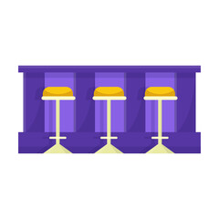 Bar counter with stools vector illustration. Table for pubs, bars and clubs isolated on white background. Alcohol, interior concept