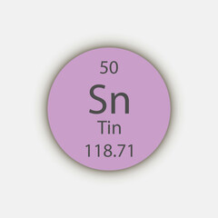 Tin symbol. Chemical element of the periodic table. Vector illustration.