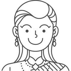 thai woman vintage style dressing avatar line icon