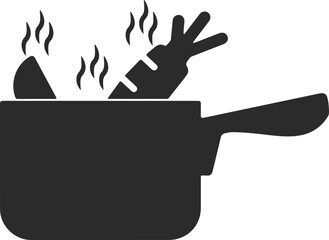 Vegetable cooked icon, cooking food icon black vector