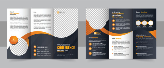 Business development conference trifold brochure template design, Business tri fold Brochure