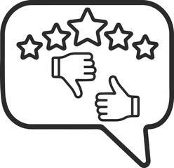 Feedback outline icon, thumbs up and thumbs down icon black vector