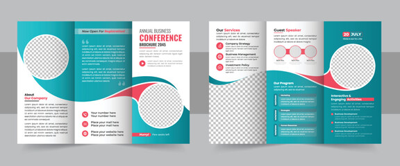 Business development conference trifold brochure template design, Business tri fold Brochure, Corporate brochure, trifold template design vector
