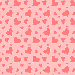 Fototapeta na wymiar Seamless pattern with hearts on pink background for Valentines Day vector