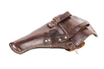 An old brown leather pistol holster.