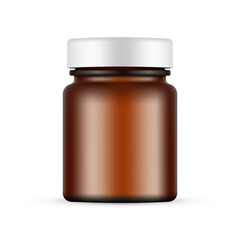 Small Amber Cosmetic Can Mockup With Screw Cap, Isolated on White Background. Vector Illustration