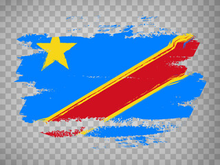Flag of  Democratic Republic of the Congo brush stroke background.  Flag DR of the Congo on transparent background for your design, app, UI.  Stock vector. EPS10.