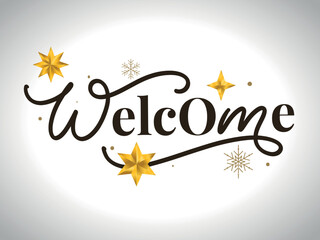 Welcome - lettering calligraphic inscription with smooth lines.