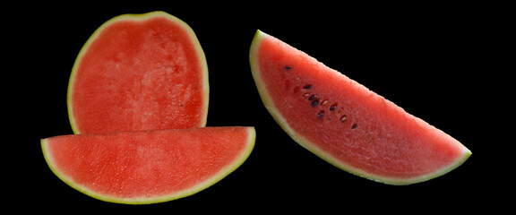 Watermelon red, natural, popular fruit, black background