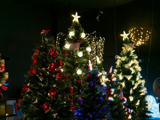Zoomed View of Fully Decorated and Lit Christmas Tree