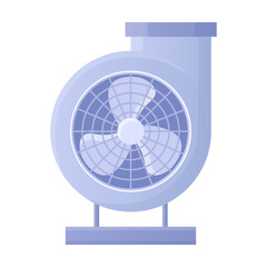 Air duct system. Vector illustration of fan with propeller and blades. Cartoon duct work for air conditioning, cooling and cleaning isolated on white. Ventilation concept