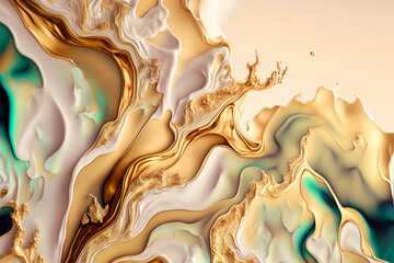 fluid art, liquid gold,  generative ai composite