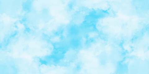 Blue sky with white clouds background. Romantic sky. Abstract nature background of romantic summer blue sky with fluffy clouds. Beautiful puffy clouds in bright blue sky in day sunlight.