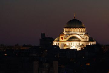 Fototapeta na wymiar Saint Sava temple, one of the largest Orthodox churches in the world - Belgrade, Serbia..
