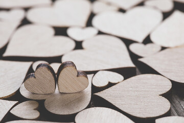 Wooden hearts background