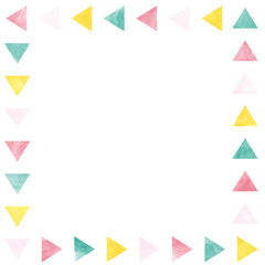 カラフルなかわいい三角の水彩フレーム正方形