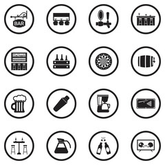 Bar Icons. Black Flat Design In Circle. Vector Illustration.