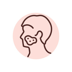 Rosacea black line icon. Dermatology disease.