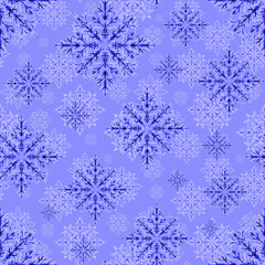 Naklejka na ściany i meble Watercolor seamless pattern with snowflakes. Great Christmas allover print for wrapping paper or textile. Winter design. 