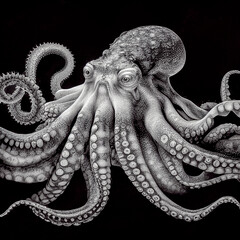 Portrait of a octopus, Generative AI Art Illustration	
