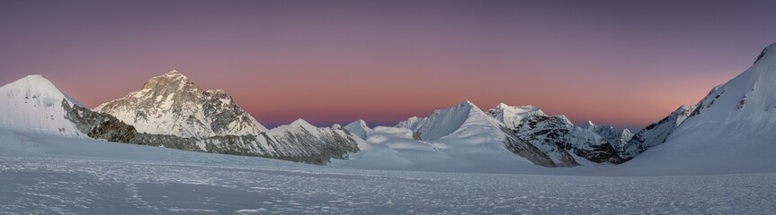 Makalu Sunrise Panorama from Baruntse West Col