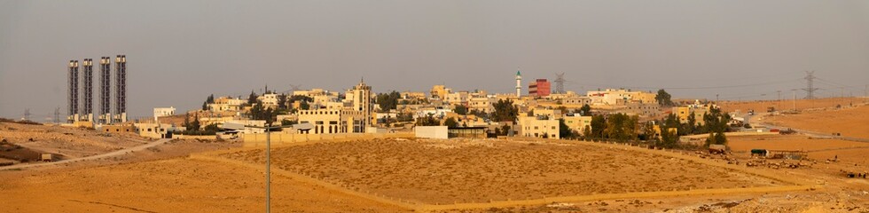 بانوراما بلدة الماضونة واعمدة الكهرباء- الاردن- Jordan- almadonah town panorama