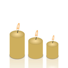 burning candle set vector on transparent background