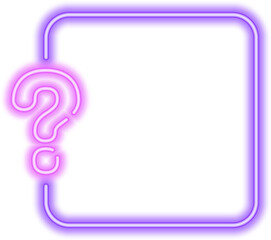 Neon quiz game template with question mark. Square frame