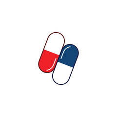 Pill capsule icon vector illustration flat style