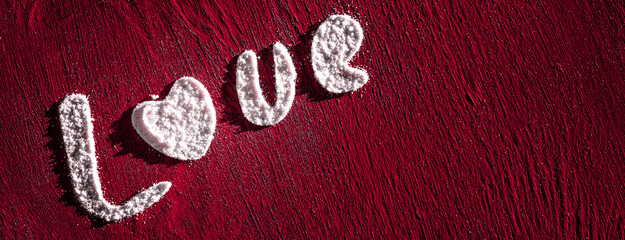 Heart and love, red greeting card. Trendy Toned in Color of the year 2023, Viva Magenta.  