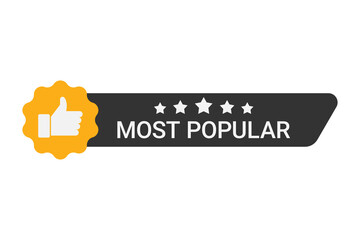 Most popular label with five stars and thumbs up