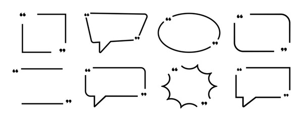 Obraz premium Set with quote box frame in abstract style. Vector texting quote boxes. Bubble banners with quotation, message and comment.