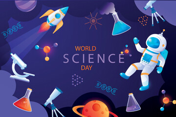 Vector flat national science day illustration 28